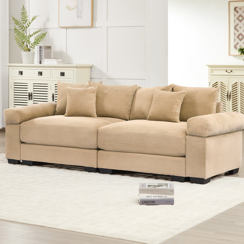 Velours côtelé surdimensionné de 92 po avec configuration modulaire, coussins extra-larges et à haute résilience pour 2 coussins de siège relaxants, espaces de vie à base agencée