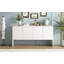 Buffet de rangement minimaliste de style L de 60 po avec 4 portes et dispositif de rebond pour le salon et le vestibule-2057135378
