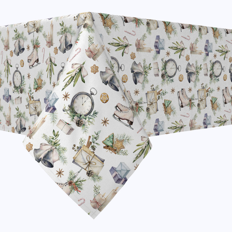  Square Tablecloth, 100% Cotton, Time For The Holidays, 52" Round