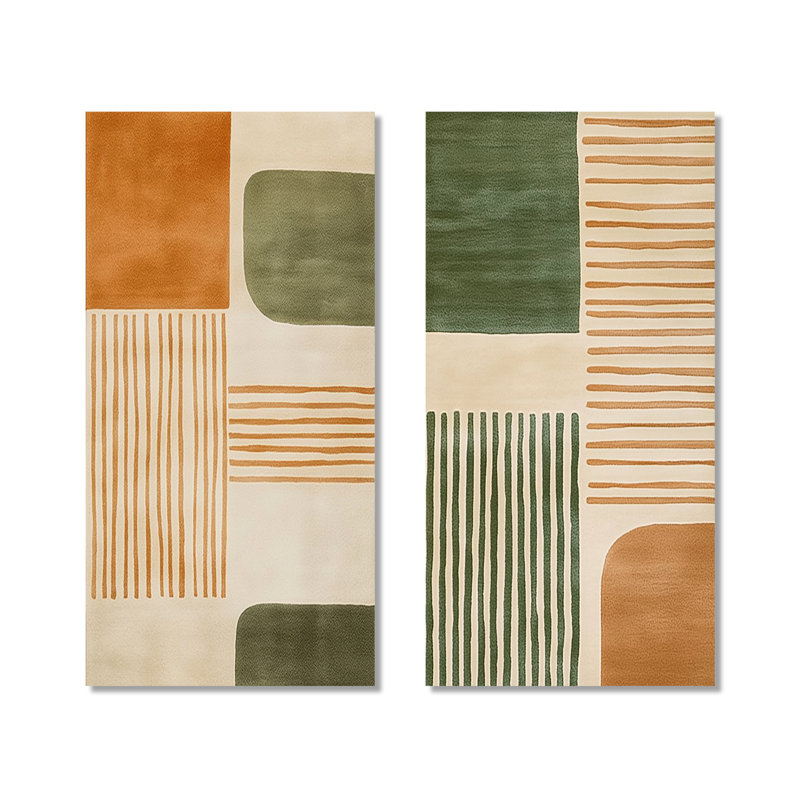Ensemble de 2 impressions murales éthériques orange et vert, 32" H x 32" W