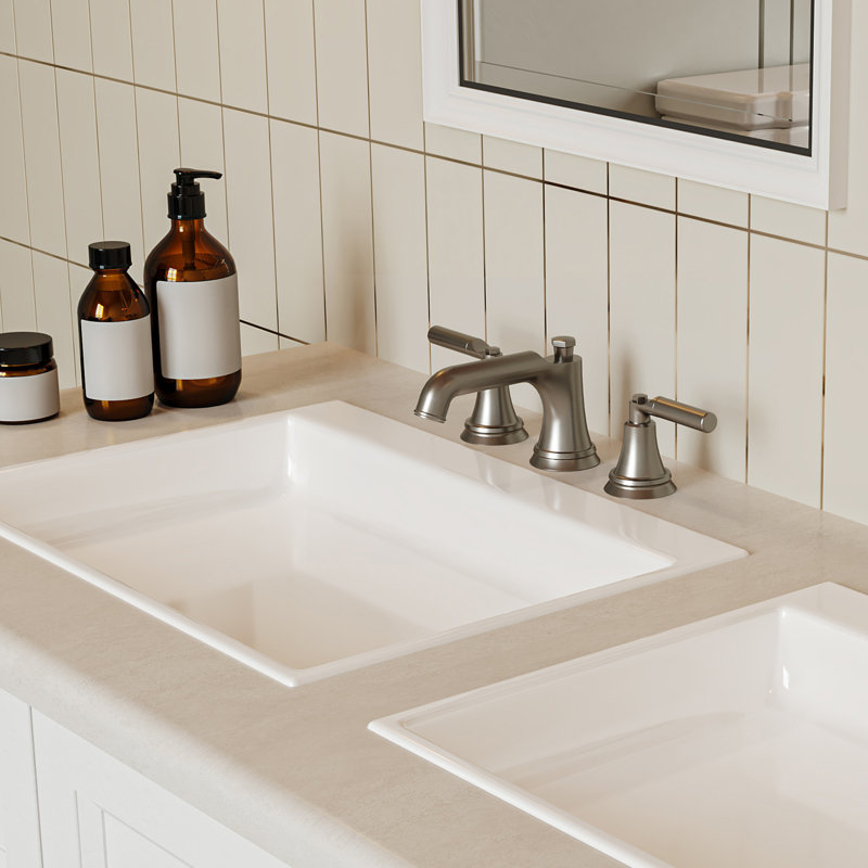 Widespread Double Handle 3 Hole Bathroom Faucet, Brushed Nickel