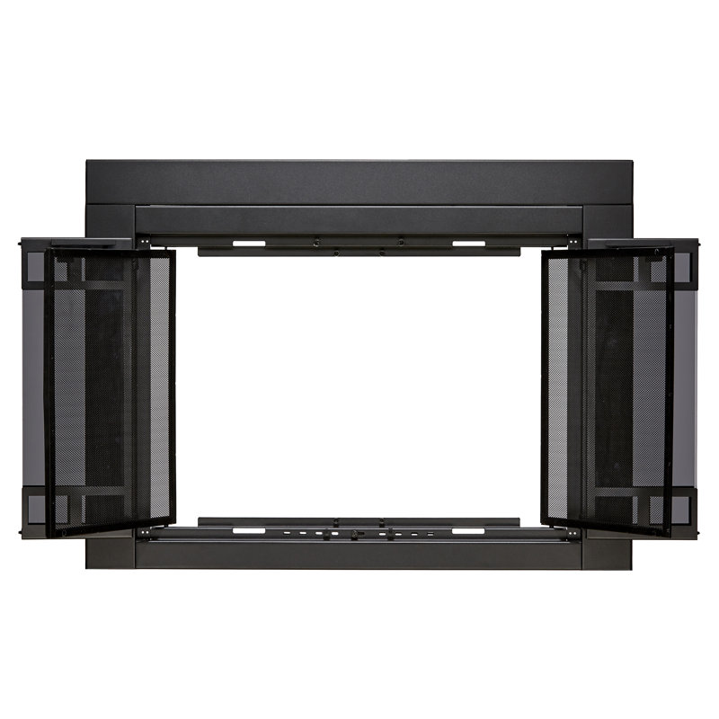 Porte de foyer en acier de style armoire, H 33,03 po x l 43,54 po x P 1,81 po