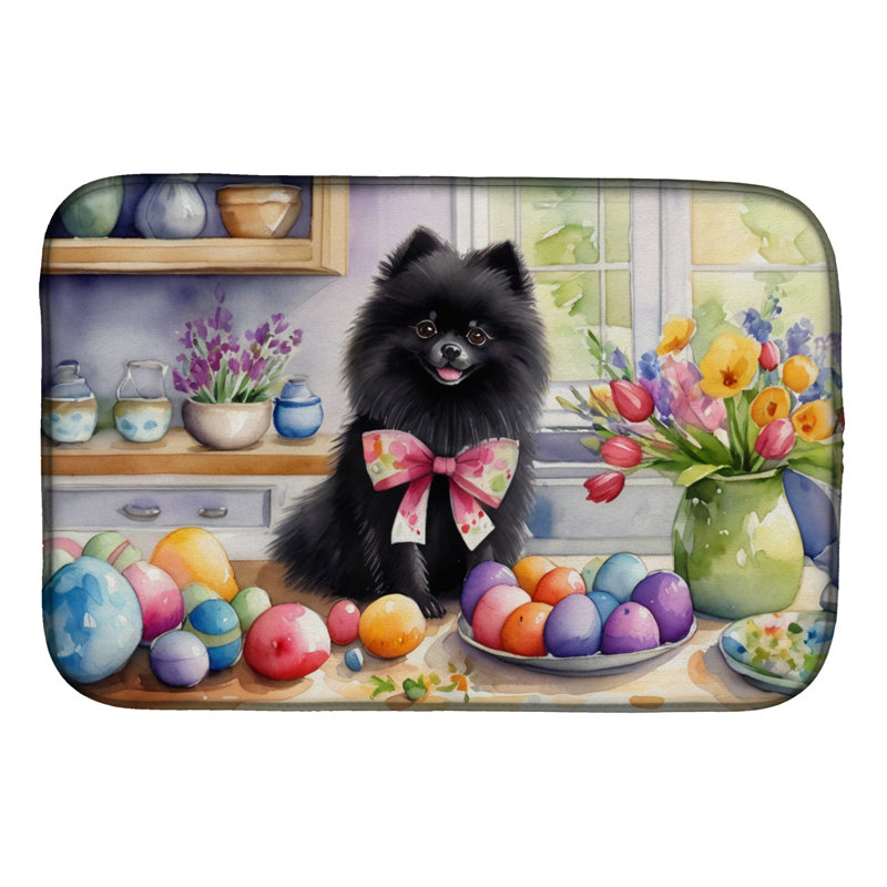 Decorating Easter Pomeranian Dish Drying Mat