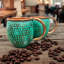 Ensemble de 2 tasses en cuivre tressées à la main à motif de baril de bronze avec finition patine menthe Ambiente fabriquées à la main Santa Clara