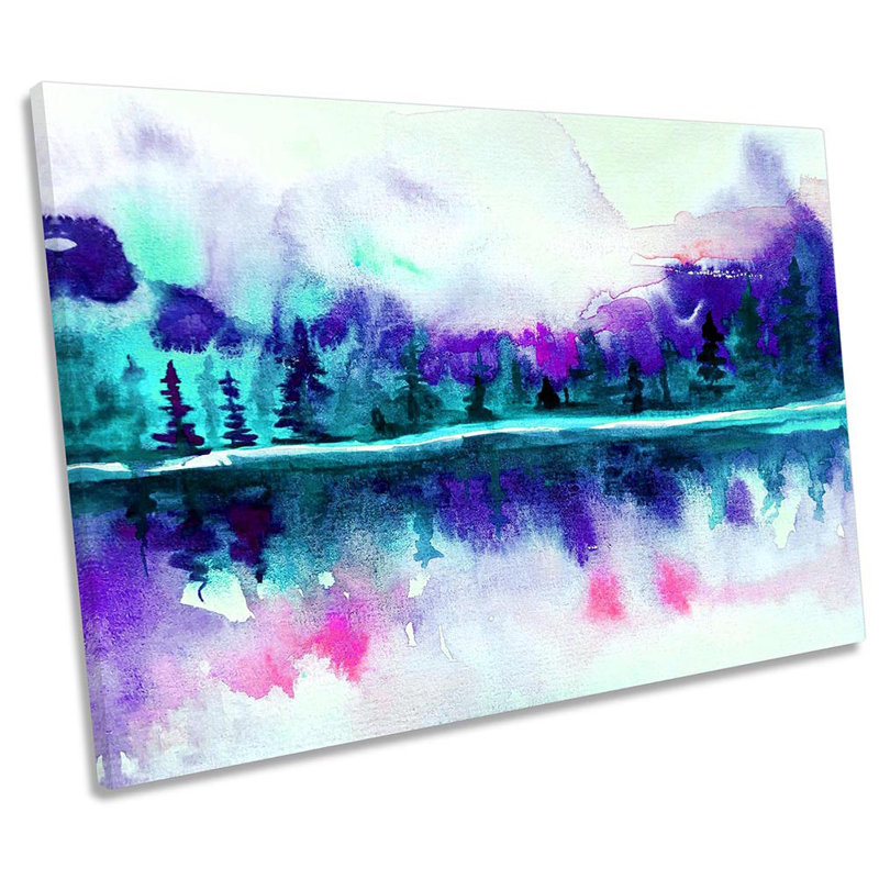 Abstract Watercolour Landscape - Wrapped Canvas Painting, 30.5cm H x 45.7cm W x 2cm D