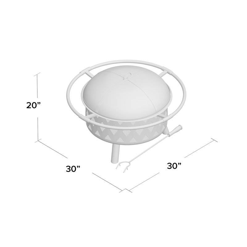 Bronze 30-Inch Crossweave Wood-Burning Fire Pit with Screen and Poker