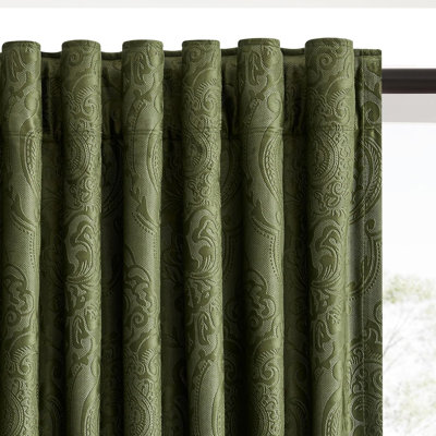 Velvet Blackout Crushed Floral Curtains - Luxury Vintage Patterned Decorative Drapes - Room Darkening 70%-85% （set of 2）