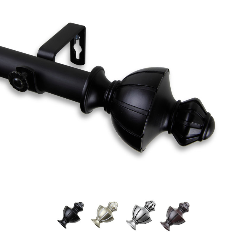 Tringle à rideaux simple Mohler, l 120 po à 170 po, Noir