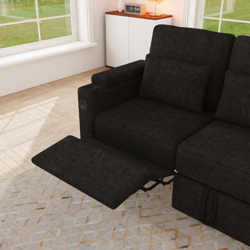 3-in-1 Foldable Sofa Bed, Black Chenille