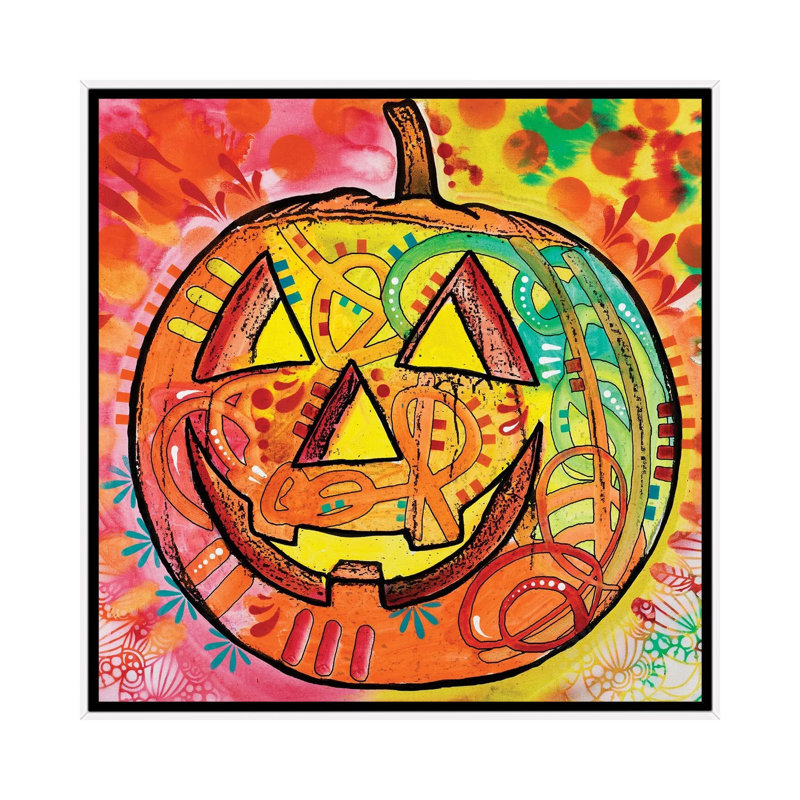 Jack O 'Lantern - reproduction d'art murale - toile encadrée, H 18 po x l 18 po, Blanc