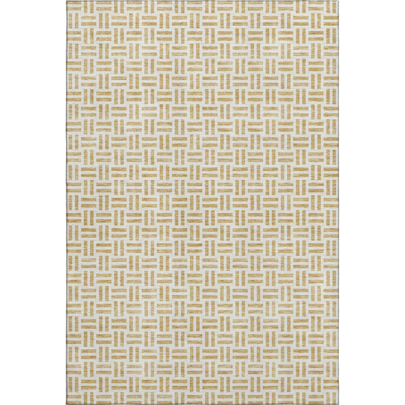Premium Machine Washable Prisco Gold Rug, Rectangle 10' x 14'