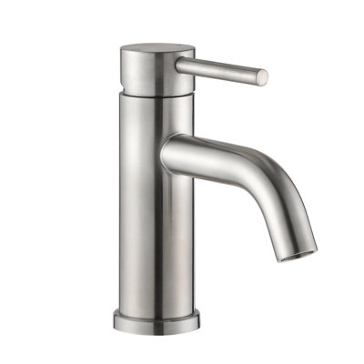 ADA Compliant Single Hole Bathroom Faucet - 6.57" High Stainless Steel Waterfall Faucet Brushed Nickel