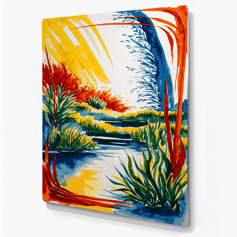 Aquarelle, paysage 26, art mural en métal brun, H 24 po x l 20 po