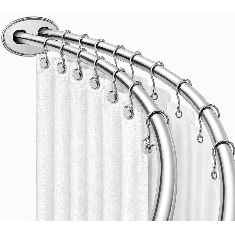Tringle à rideau de douche à double courbure en aluminium de la série Utopia Alley Signature, Chrome