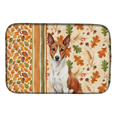 Red and White Basenji Heirloom Fall Dish Drying Mat