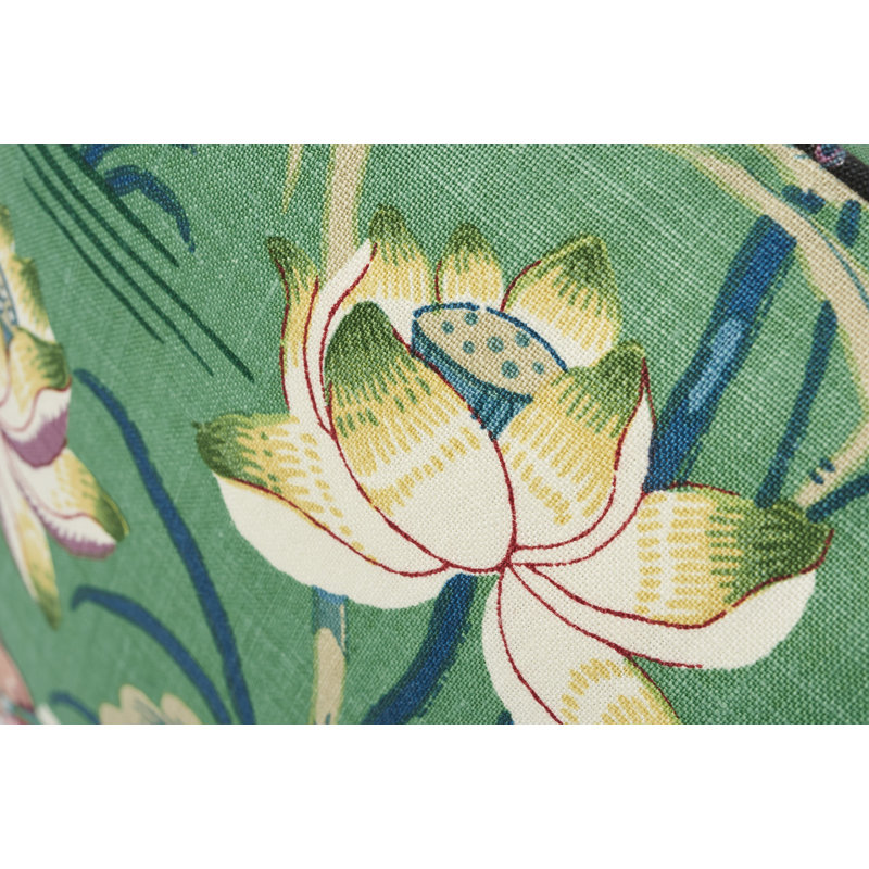Housse de coussin en lin Lotus Garden, Jade/Brown