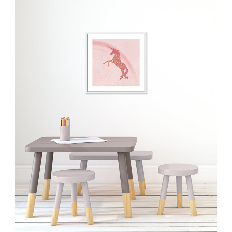 Paillettes licorne 2, H 23,5 po x l 23,5 po x P 1,19 po, Encadré de boîte blanc