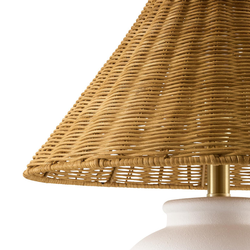 Lampe de table Alglom, Blanc, Rotin