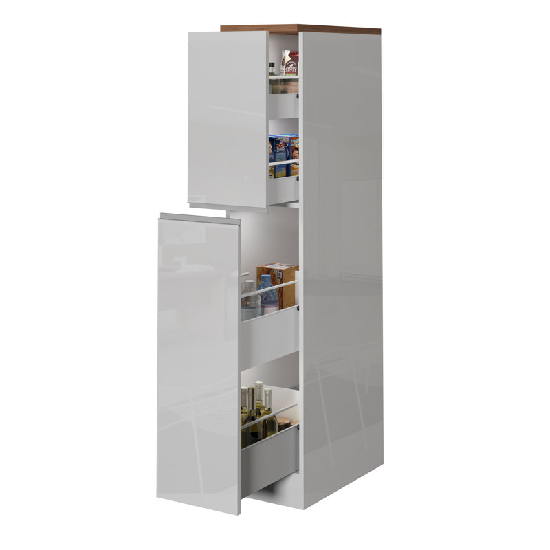 Pameal 164.5cm Kitchen Pantry, Oak Wood/White