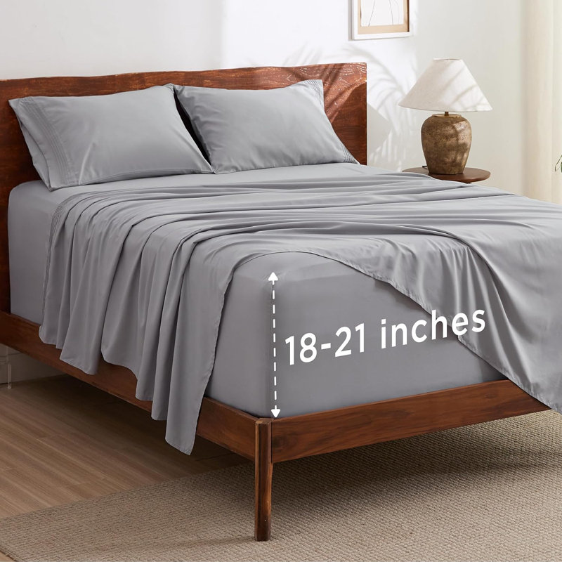 Ensemble de draps à bonnet profond - s'adapte aux matelas jusqu'à 21 pouces d'épaisseur - ensemble de draps GentleSoft, évacuation de l'humidité, draps et taies d'oreiller doux et rafraîchissants, ajustement facile et sécuritaire