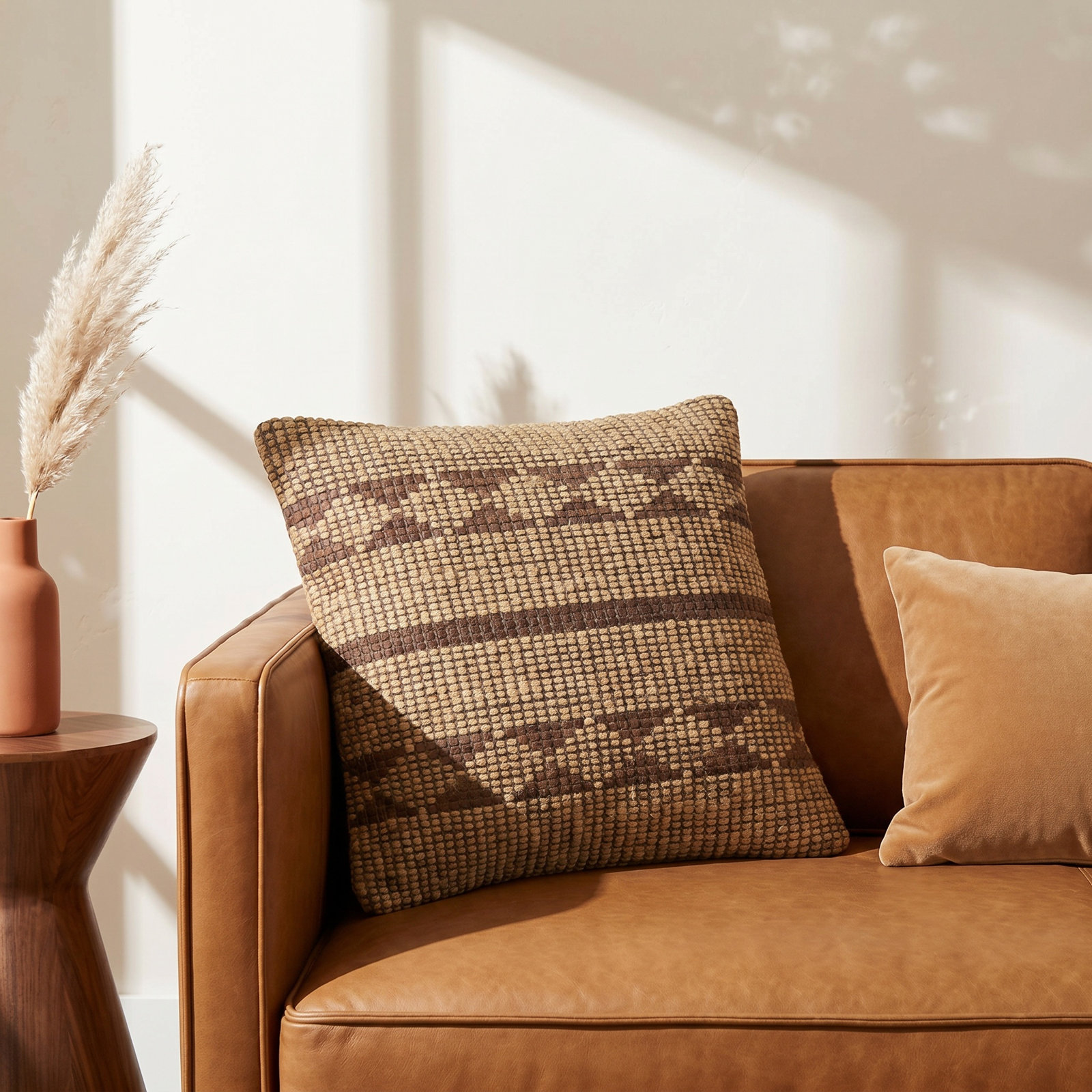 Twareg Geometric Jute / Sisal Pillow Cover, 20"H x 20"W