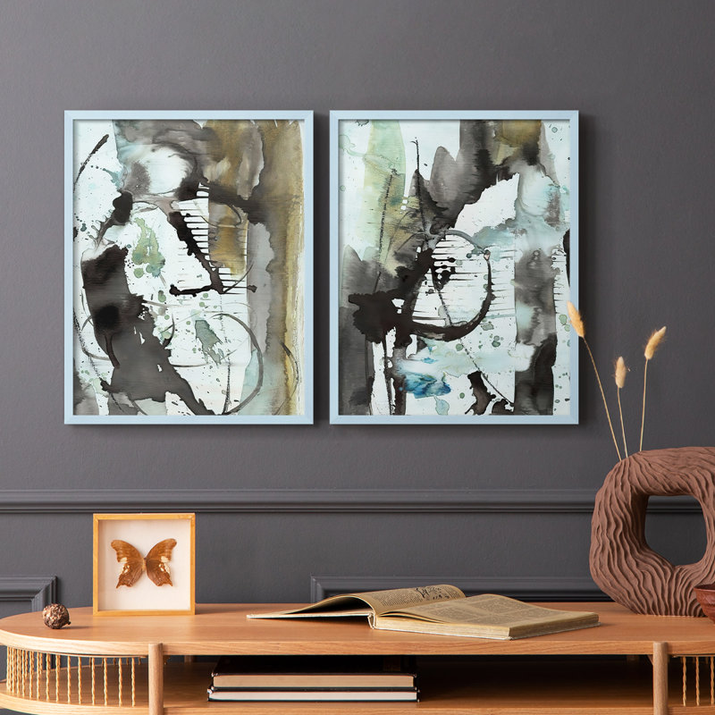 «Lyrical Abstract I», reproduction encadrée de qualité supérieure - prête à être accrochée - aucun clou requis - aucun clou requis