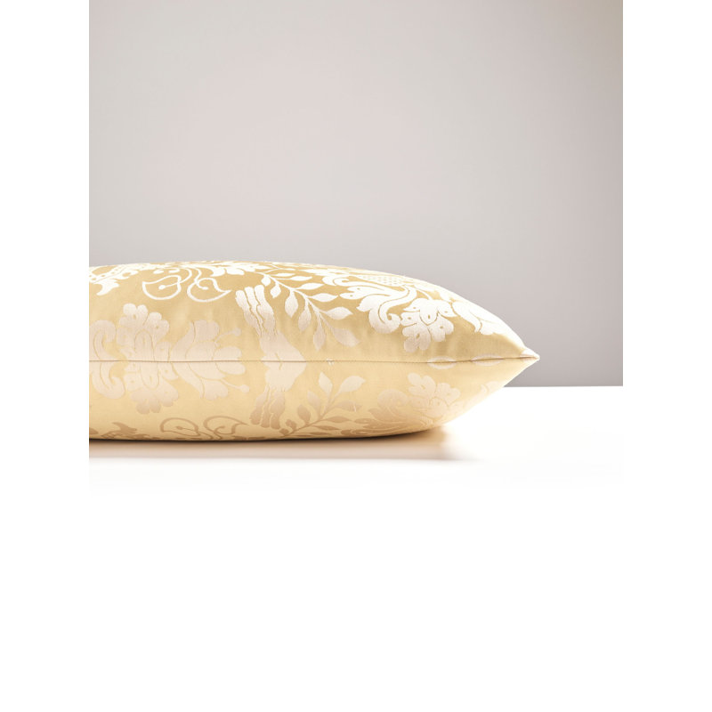 Damask Silk Reversible Throw Pillow, Beige