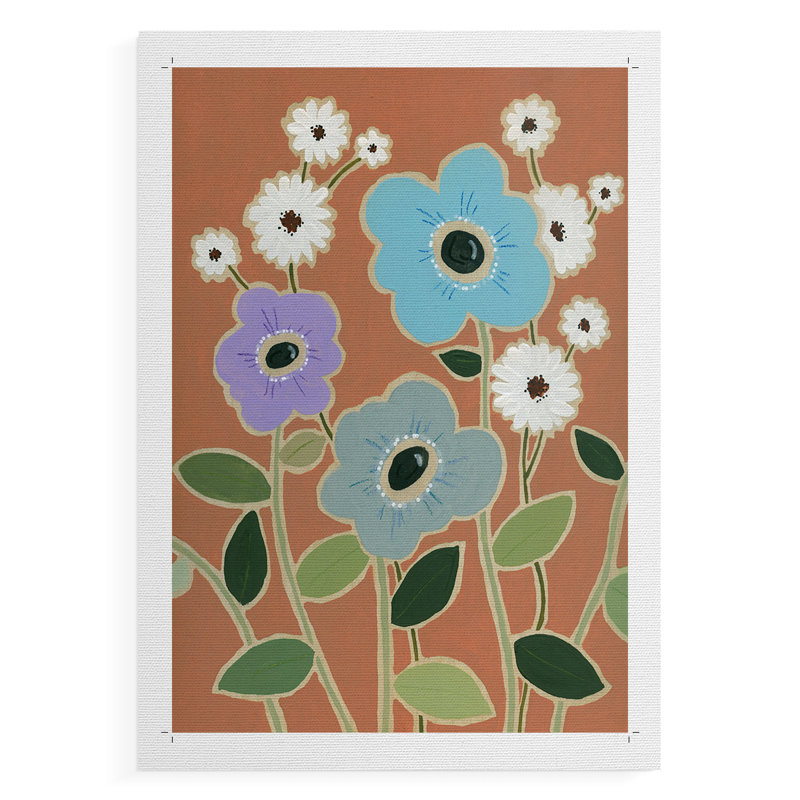 Woodblock Floral IV - reproduction de toile seulement - non encadrée, H 18 po x l 12 po