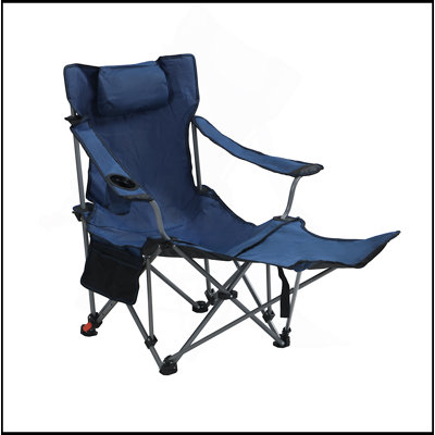 Chaise pliante / portative / inclinable réglable pour camping en plein air (ajustement à trois niveaux), poches latérales et porte-gobelet, sac de transport, bleu foncé