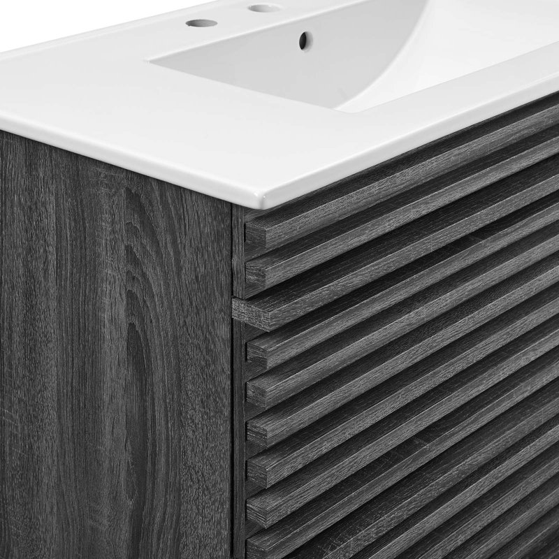 Meuble-lavabo mural 36 po Modway Render, Gris anthracite