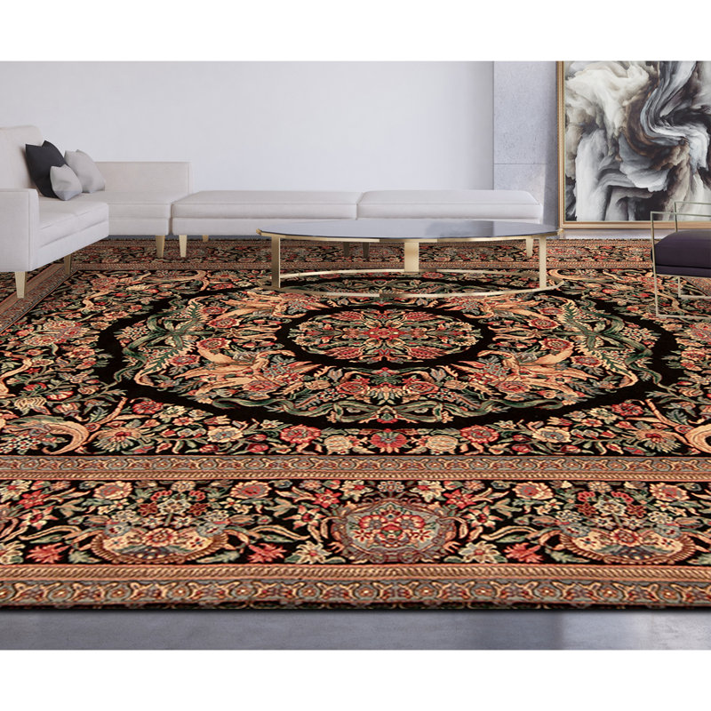 Tapis rectangulaire en laine noué à la main