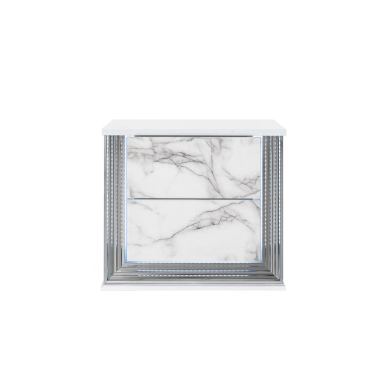 MOON WHITE MARBLE NIGHTSTAND WITH LED