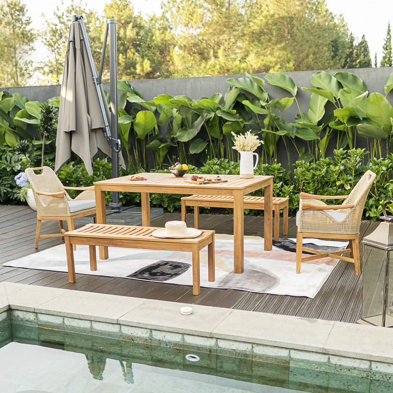 Camillea 6 - Person Teak Outdoor Dining Set With Cushions