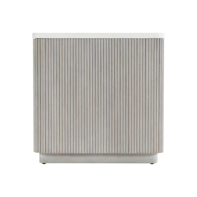 Gray and White Faux Stone Square Side Table