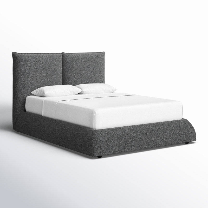 Grand lit tapissier Everby, Queen, Gris