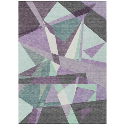 Shapevia Purple Washable Indoor-Outdoor Rug - LOOMLAN