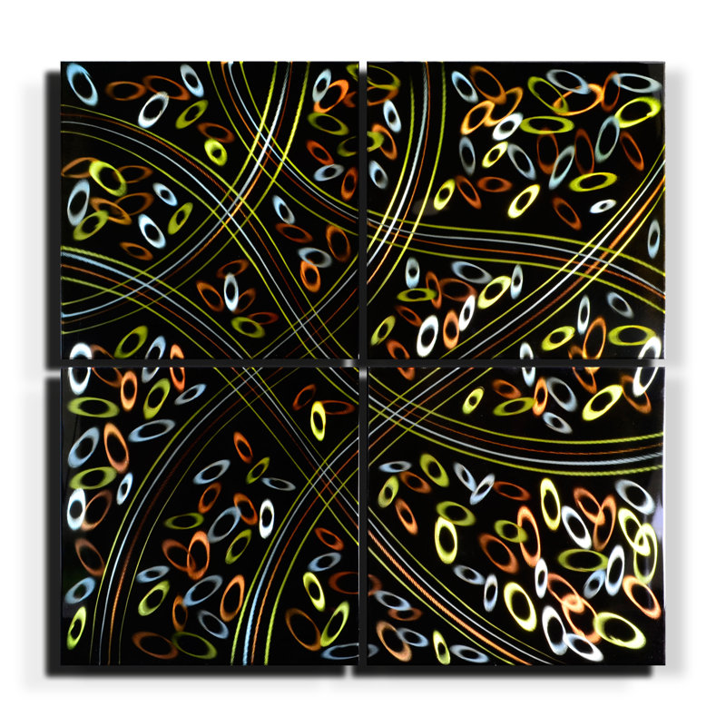 Golden Rings Abstract Metal Wall Art, 32 x 32 inches