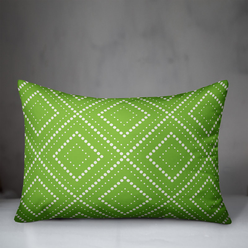 Coussin lombaire intérieur / extérieur à pois Donds, Pas de bourre, Vert / blanc