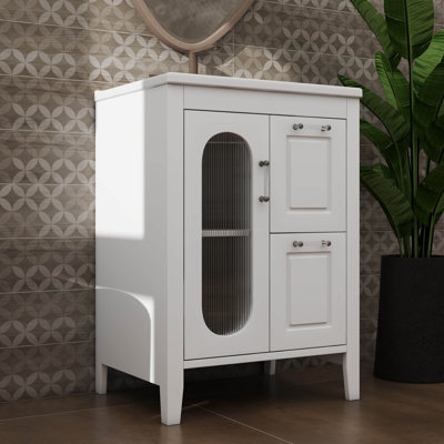 24" Bathroom Vanity Featuring Adjustable Inner Shelf, 2 Drawers, Plus A Single Door