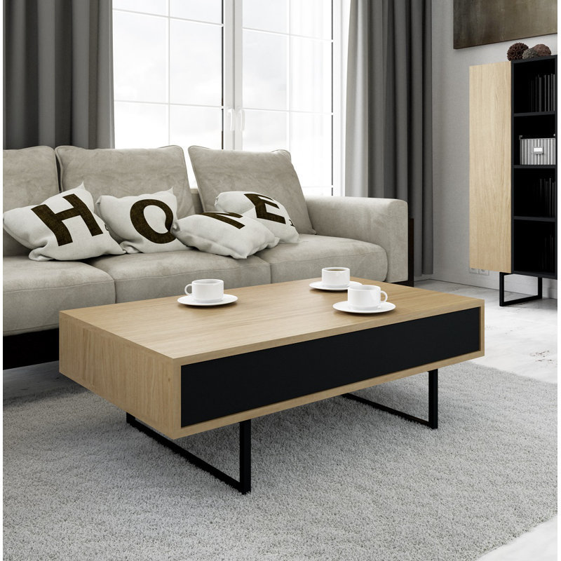 Largo Sled Coffee Table with Storage, Natural Oak/Black