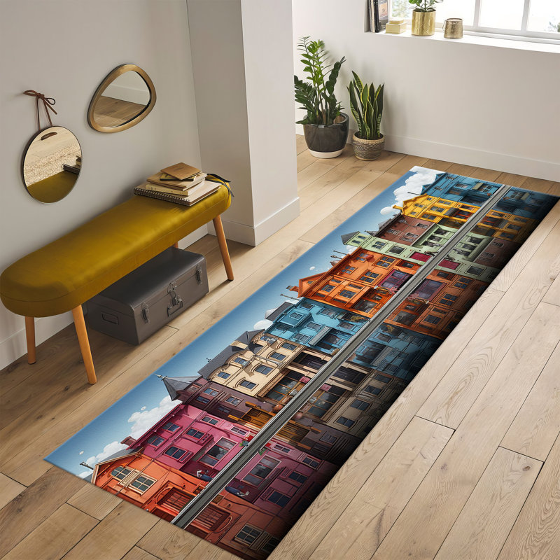 Non Woven Thin Type Floral Printed Rug with Delicate Pastel Hues for a Subtle Enhancement to Your Home Decor