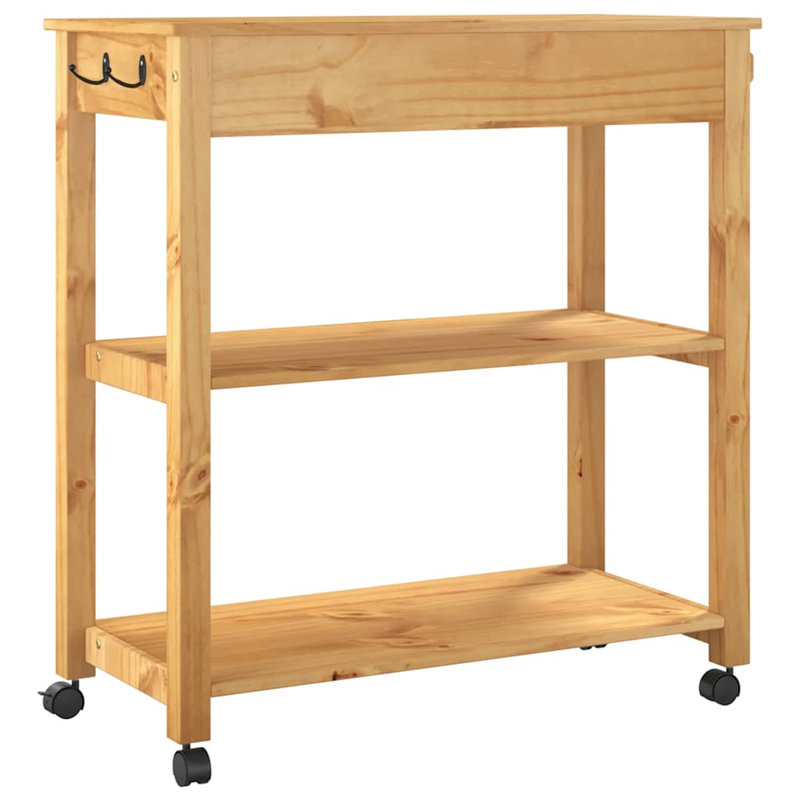 vidaXL Kitchen Trolley MONZA 33.1"x15.7"x34.8" Solid Wood Pine, Honey