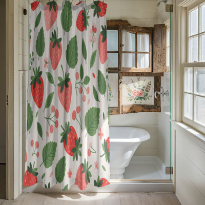 Fresh Strawberry Look - 1 Piece Standard Shower Curtain