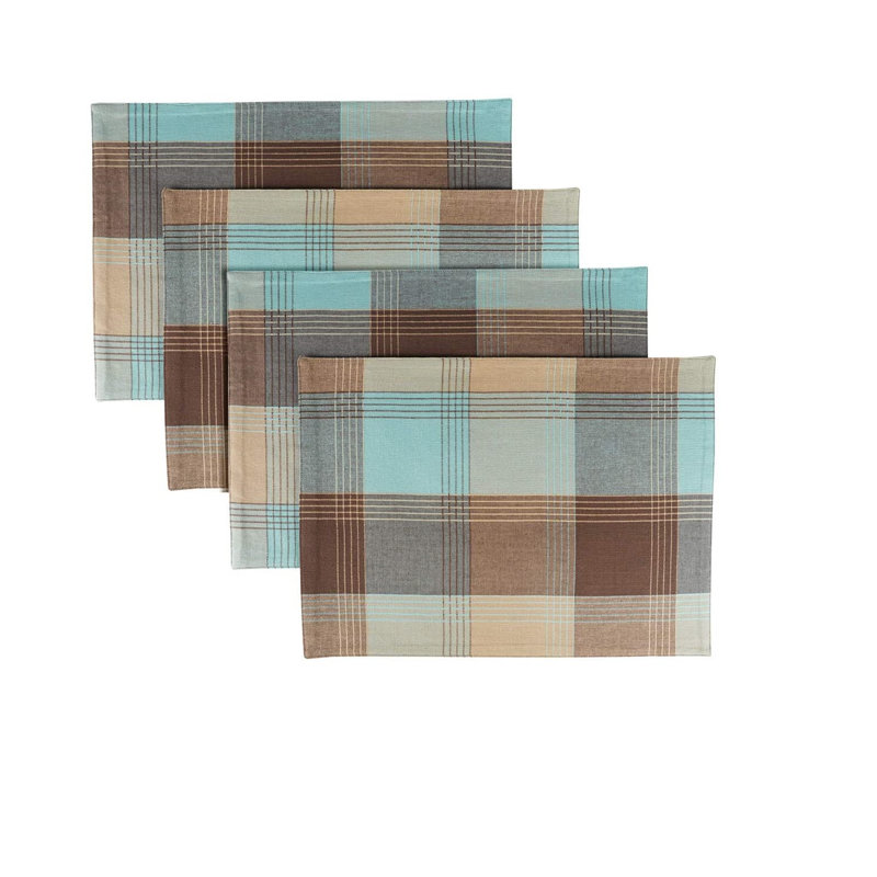 Benavidez Cotton Striped Rectangle Placemat, Blue/Grey