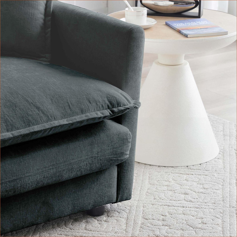 Canapés modulaires | Canapé modulaire moderne en U à 5 places avec repose-pieds et structure en bois massif | Gris | Chenille
