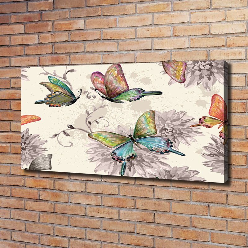 Butterflies And Flowers - Wrapped Canvas Print