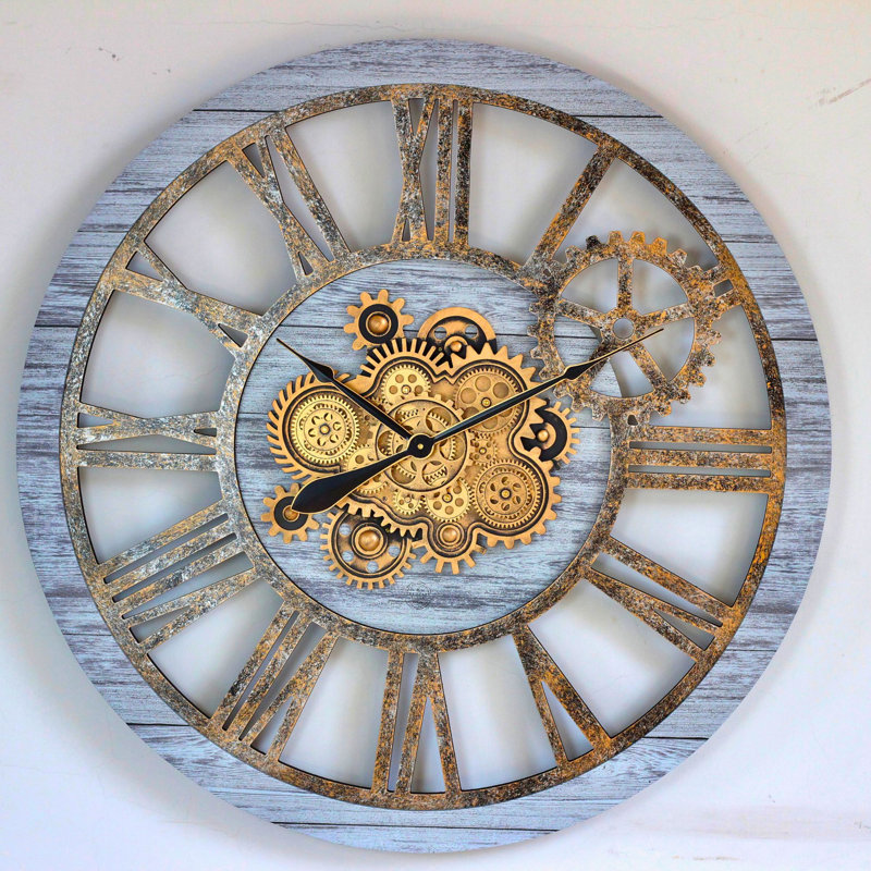 Solid Wood Wall Clock, Silver Grey