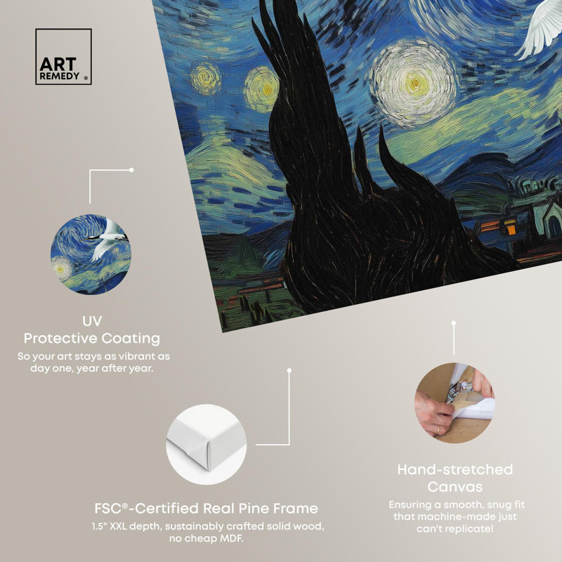 «Crane Starry Night» par Pet , H 10 po x l 15 po, Toile tendue