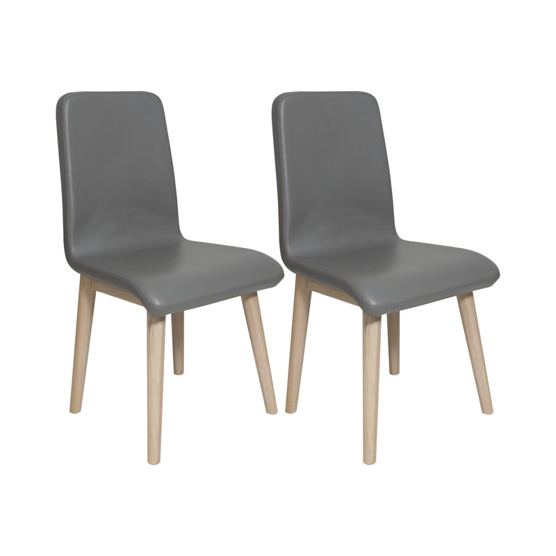 Huntsville 47cm H Fabric Upholstered Side Chair, Grey, Light Oak