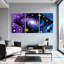 Ensemble de 3 tableaux abstraits sur toile tendue représentant un cosmos et une galaxie en spirale-1247968452